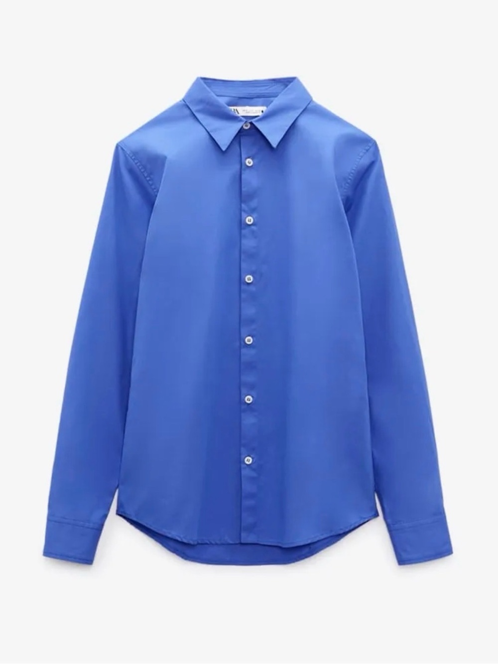 Zara woman’s Cobalt Blue bottom down Shirt - Long Sleeve new size M